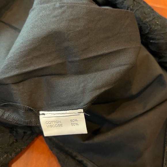 Loranzo Italy Made Black Lace Pants Crop Wide Leg Cotton Viscose Size 42 / US 6 - Picture 11 of 11